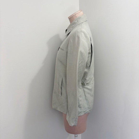 Classiques Entier Silk and Linen Jacket Size XS Sage Green Zip Up Quiet Luxury - Picture 3 of 15